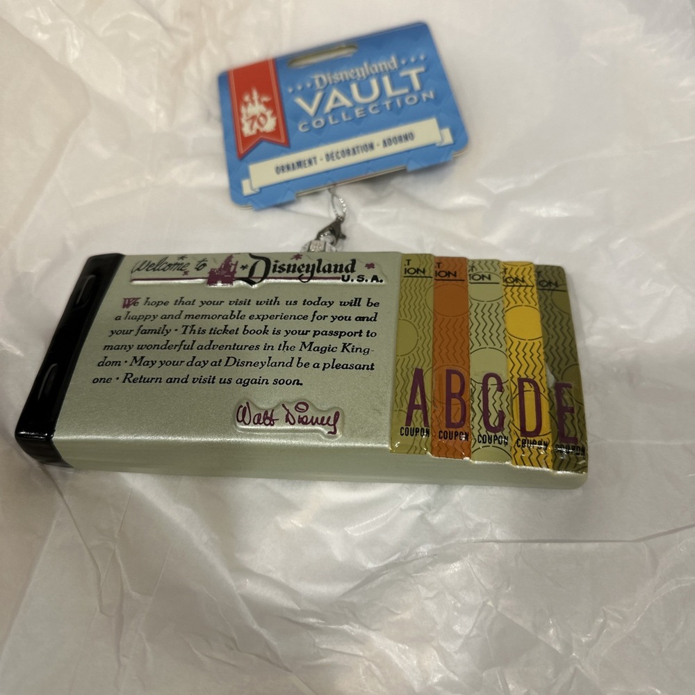 Disneyland 70th Anniversary Iconic Ticketbook Ornament Disney Vault Collection